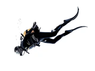 Fotobehang man duiker duiken silhouet geïsoleerd © snaptitude