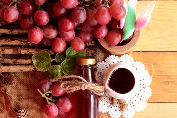 Bunch of grapes fruit  juicy fresh delicious and red wine.