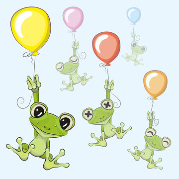 Frogs with balloon