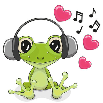 Frog with headphones