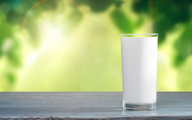 Glass of milk on the table