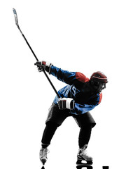 Obraz premium Ice hockey man player silhouette