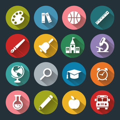 School and Education flat icons