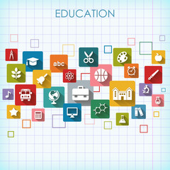 Background with vector School and Education flat icons