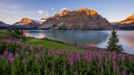 Sunrise at Bow Lake in Banff National Park