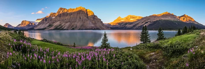 Wall murals Bestsellers Mountains Panorama of sunrise at Bow Lake, Banff National Park