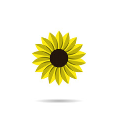 Sunflower icon logo with shadow