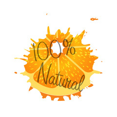 Logo natural 100 percent fruit orange