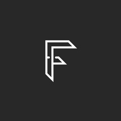 F logo, letter outline black and white monogram, modern hipster emblem
