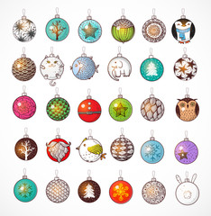 Set of Christmas balls with ornaments