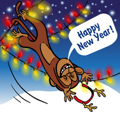  New Year greeting card. Vector illustration.