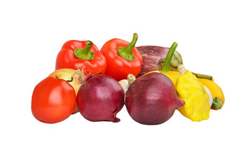 Autumnal vegetable mix, isolated on white background