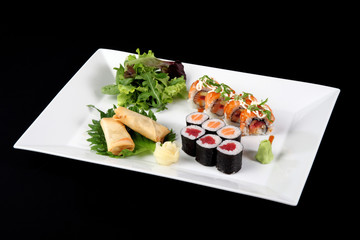 menu of sushi and roll fish