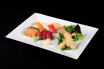 menu of sushi, sashimi and fried