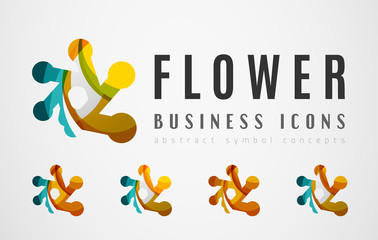 Set of abstract flower logo business icons