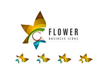 Naklejka premium Set of abstract flower logo business icons
