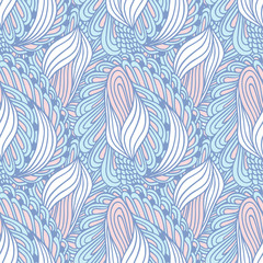 Hand drawn swirl fashion seamless pattern. Doodle background