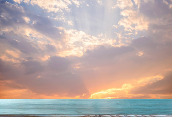 Blue worktop against the sky