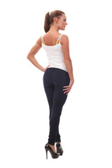 white t-shirt on a smiling girl