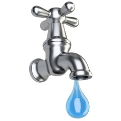 Metallic tap with drop water