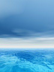 Conceptual blue sea or ocean water with sky