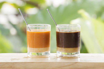 Glass of Thai Tea and Coffee