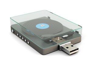 Obraz premium Modern USB drive for music in the form of a turntable with usb c