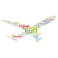 Conceptual fun tourism or travel  word cloud