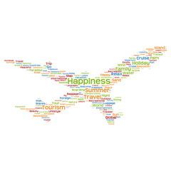 Obraz premium Conceptual happiness tourism or travel word cloud