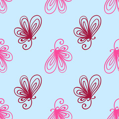 Naklejka na ściany i meble A seamless pattern with leaf various on the blue background