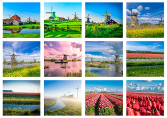 Collage made of various photos from Netherlands A4 format