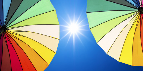 Fototapeta premium lens flare of sunlight on blue sky