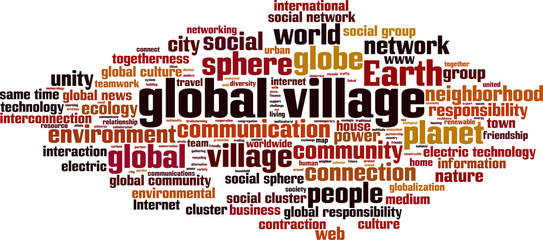 Obraz premium Global village word cloud concept. Vector illustration