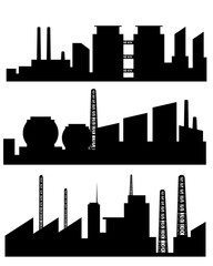 Three factories silhouettes