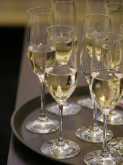 champagne glasses many
