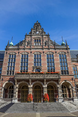 Fototapeta na wymiar Front view of the main building of the Groningen University