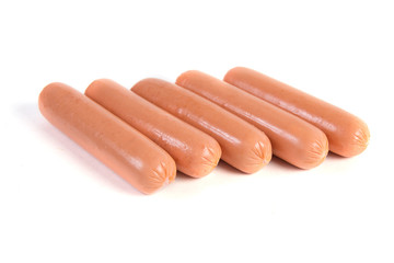 raw sausages isolated on a white background