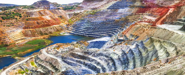 impressive mines and canyon in Milos island - beautiful nature landscapes