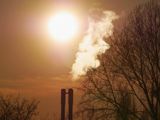 industrial chimneys sun