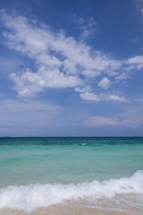 Beautiful tropical beach and blue sky sea and sky, Sand beach an