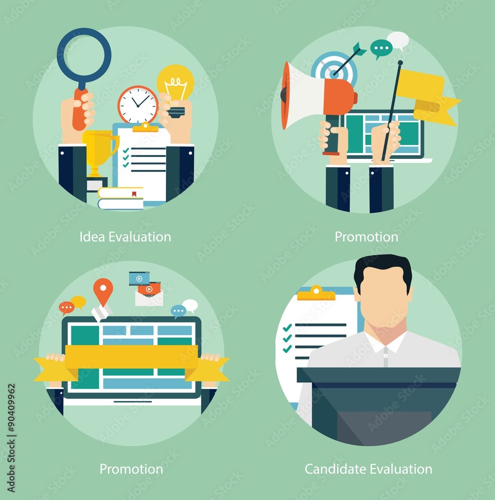 Fototapete concepts for web banners and promotions. flat design concepts for promotion, candidate and idea eval
