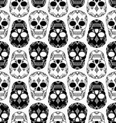 Vector seamless pattern with skulls	