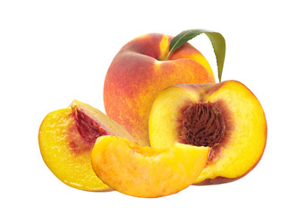Fresh peaches isolated on white