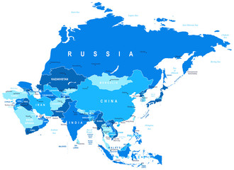 Asia - map - illustration. Asia map - highly detailed vector illustration. © Porcupen
