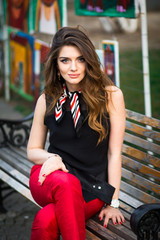 portrait of pretty young woman smiling closeup