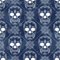 Materiał do szycia vector pattern with skulls