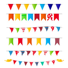 Party Flags Set Vector Illustration