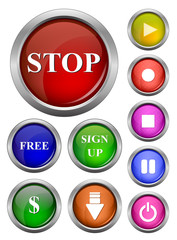 Set of isolated vector, glossy web button. Beautiful internet button.