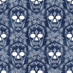 Materiał do szycia vector pattern with skulls