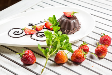 chocolate dessert with strawberry